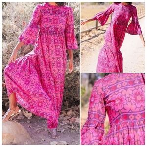 BELL by Alicia Bell | Nadine Cotton Silk Blend Maxi Dress Multicolor Floral Sm